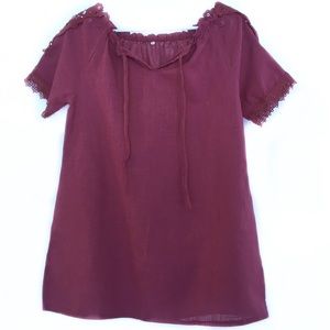 NWOT Slightly sheer, maroon, cotton blouse